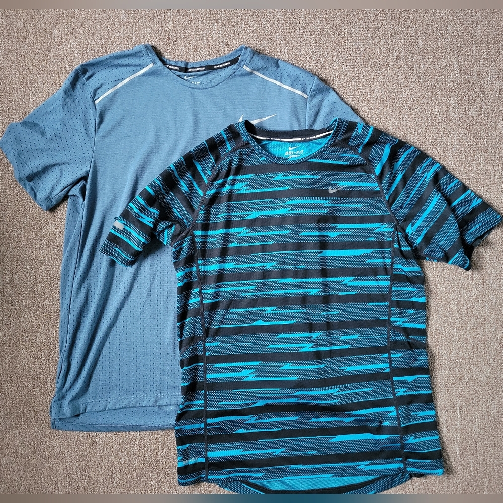 Two Nike Mens Lightweight Athletic Dri-Fit Running T-Shirts Medium M